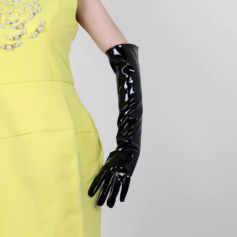 Formal Glove Leather - Sarung Tangan Panjang Kulit PU Hitam
