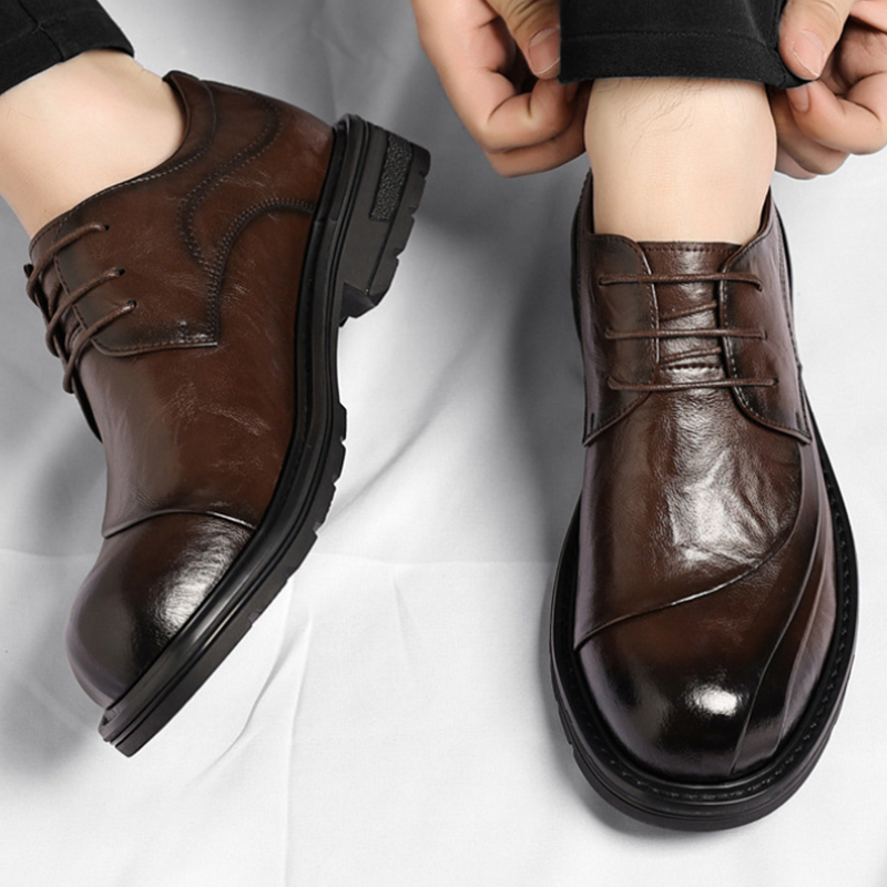 Men'S Formal Wear In Wedding - Sepatu Kulit Asli Coklat Mengkilap Model