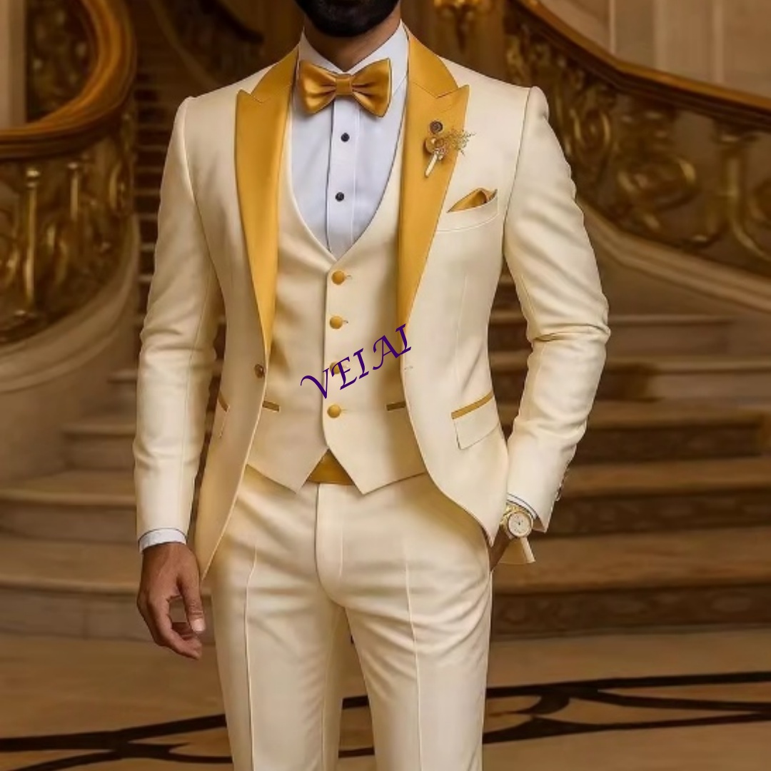 Young Men Formal Wear - Jas Pria Formal Warna Ivory dengan