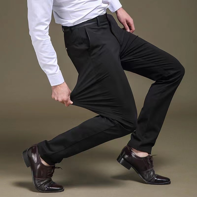 Young Men Formal Wear - Celana panjang pria elastis lurus, modis