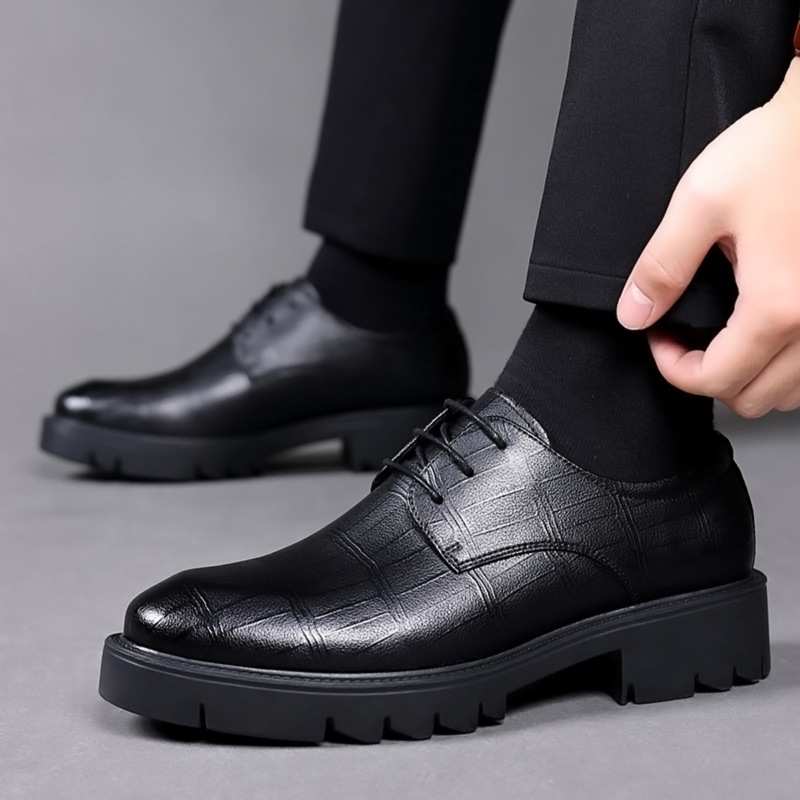Men Formal Wear All Black - Sepatu Oxford Kulit Hitam Pria Motif