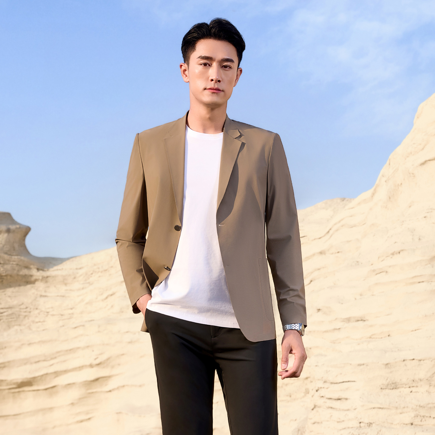 Khaki Formal Wear Men - Jas Kasual Pria Warna Khaki, Cepat