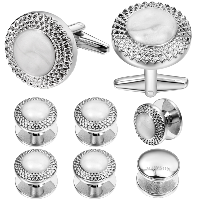 Cufflinks Silver Set - HAWSON Set Kancing Manset dan Kancing