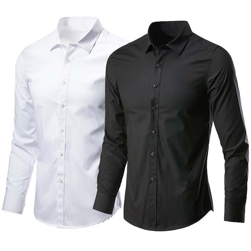 Men Formal Wear All Black - Kemeja Formal Katun Hitam untuk Pria