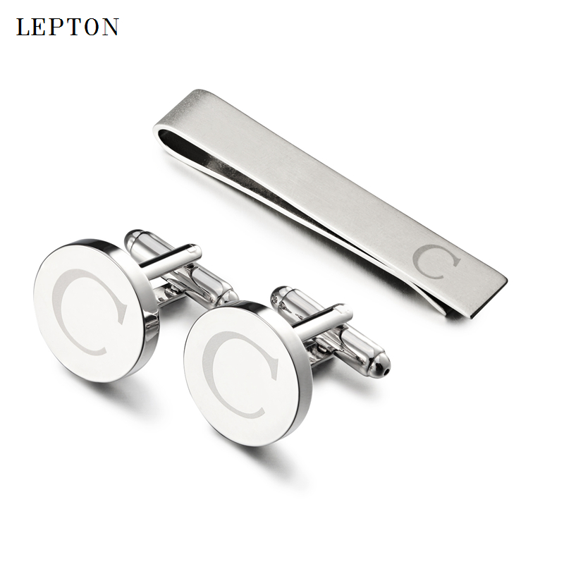Cufflinks Silver Set - Cufflink Huruf C Bulat Warna Perak