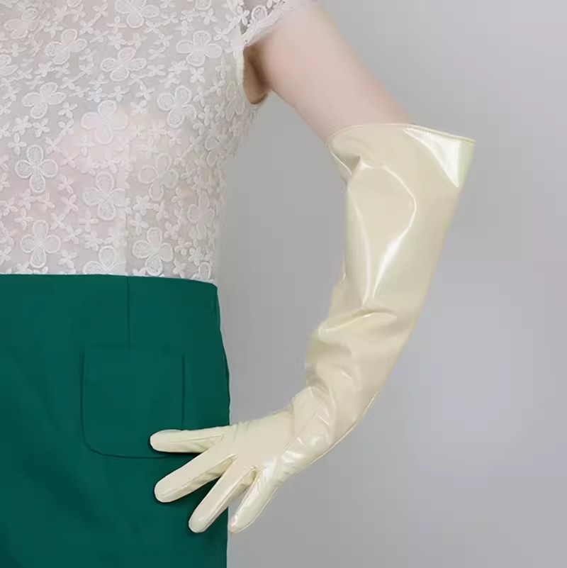 Formal Glove Leather - Sarung Tangan Panjang Kulit PU Beige