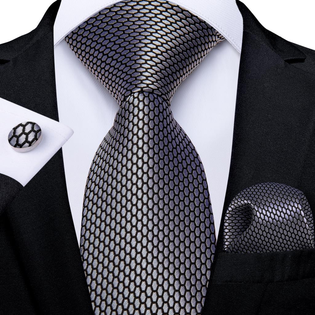 Perak Hitam Kotak-kotak Dasi S - Cufflinks Silver Set ulasan dan harga