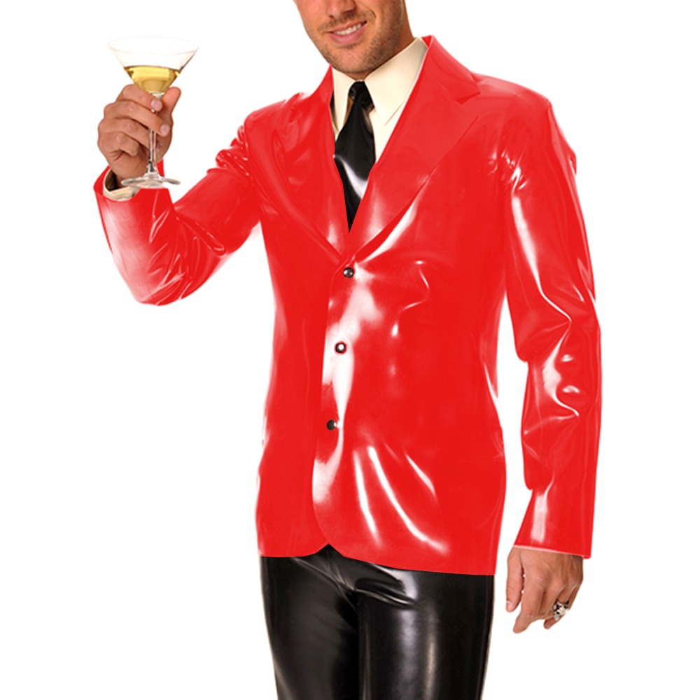 Mantel Kerah Kulit PVC Vinyl L - Men Formal Wear Look ulasan dan harga