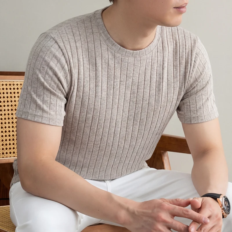 Kaos Ribbed Kasual Bisnis Untu - Young Men Formal Wear ulasan dan harga