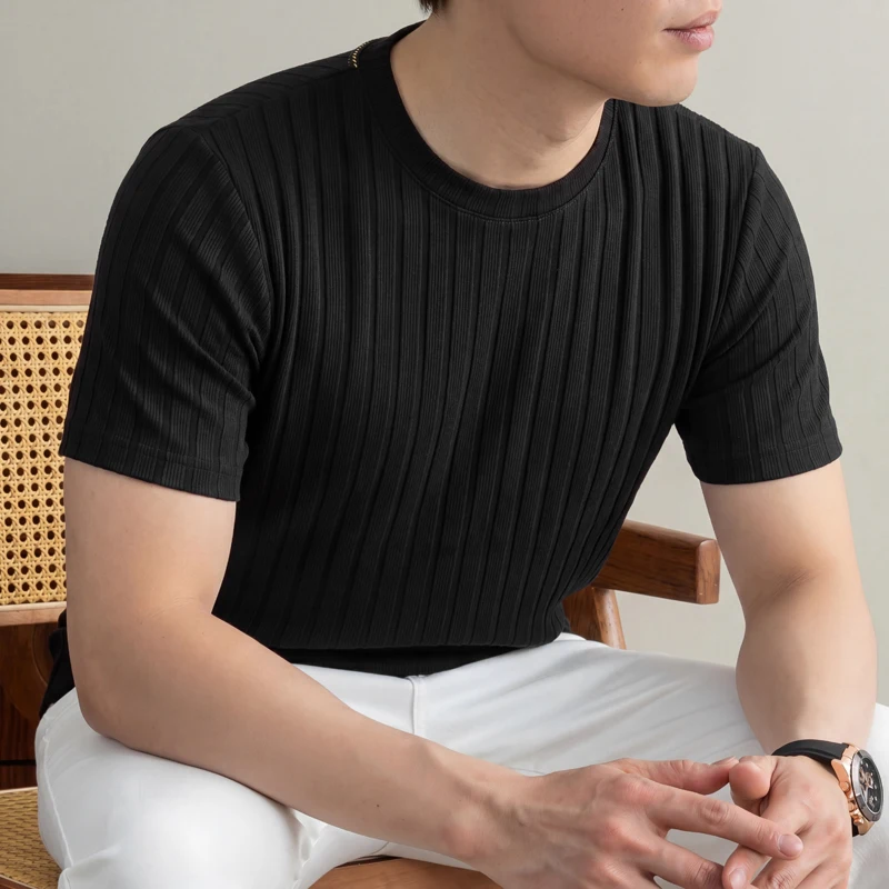 Kaos Ribbed Kasual Bisnis Untu - Young Men Formal Wear ulasan dan harga