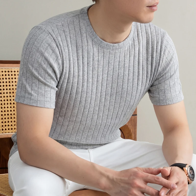 Kaos Ribbed Kasual Bisnis Untu - Young Men Formal Wear ulasan dan harga