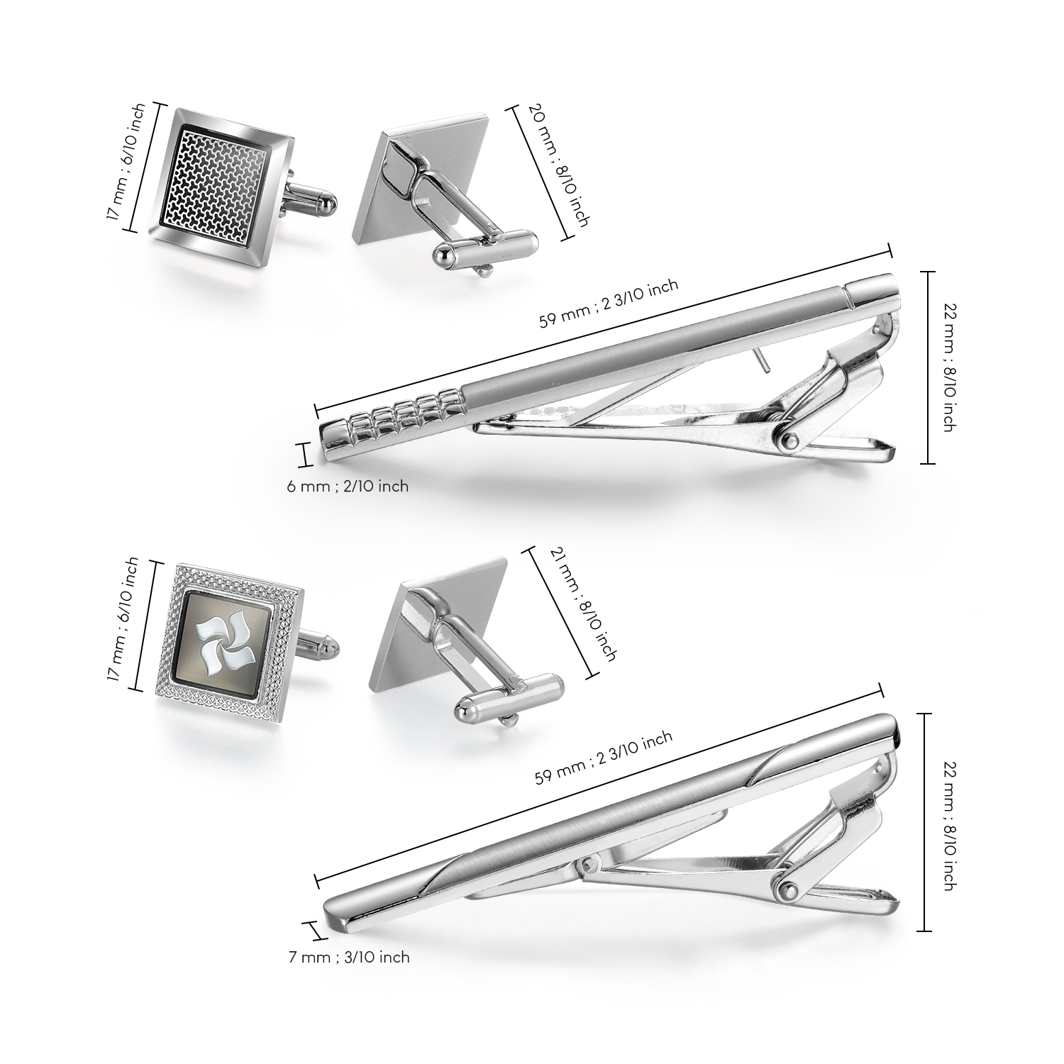 Set Penjepit Dasi dan Kancing  - Cufflinks Silver Set ulasan dan harga
