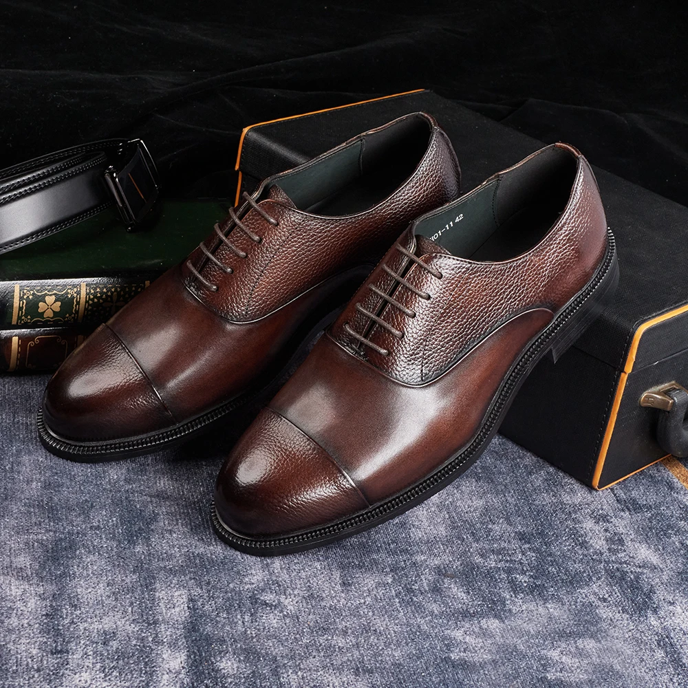 Sepatu Oxford Kulit Sapi Asli  - Young Men Formal Wear ulasan dan harga