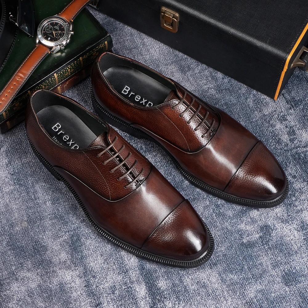 Sepatu Oxford Kulit Sapi Asli  - Young Men Formal Wear ulasan dan harga
