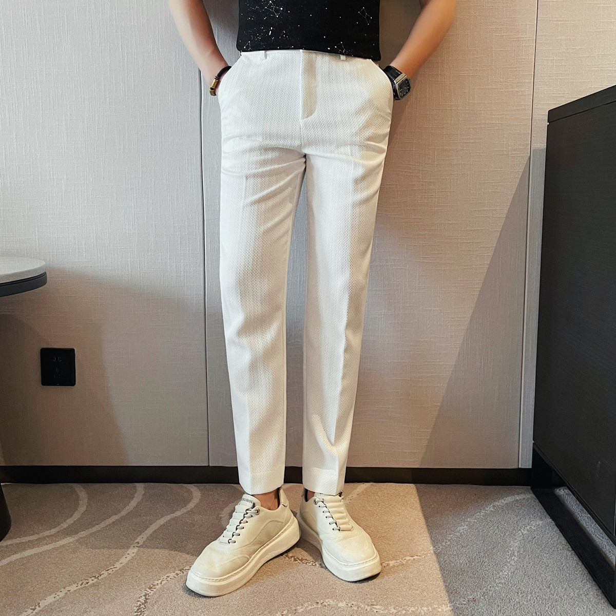 Celana Kasual Bergaris Tipis P - Young Men Formal Wear ulasan dan harga