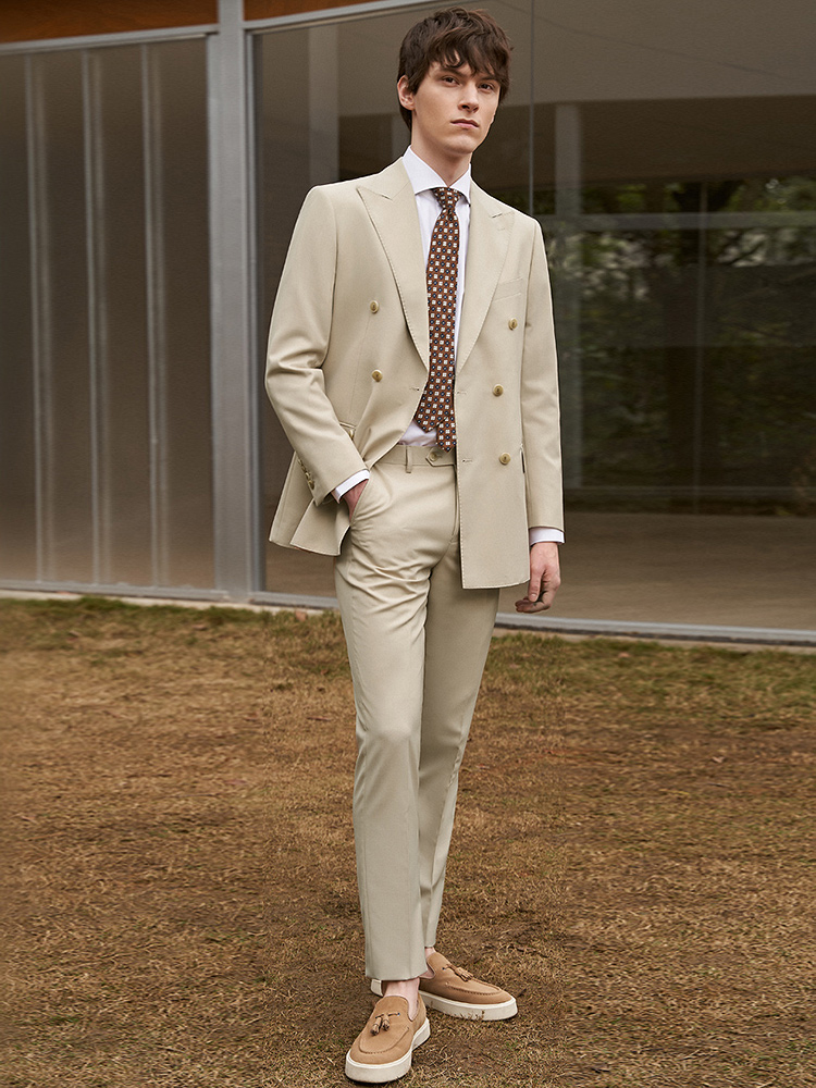Set Setelan Pria Wol 30% Celan - Khaki Formal Wear Men ulasan dan harga