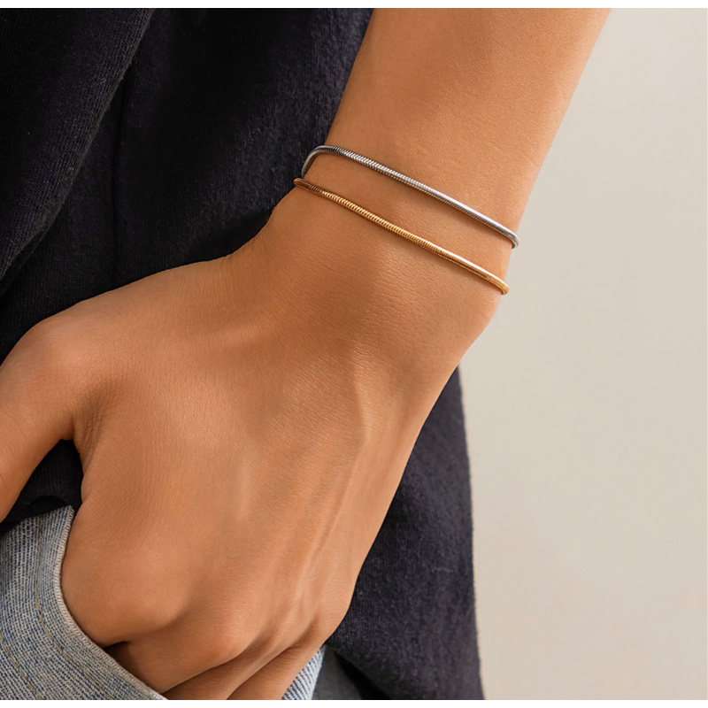 Set Gelang Rantai Ular Pria 2  - Cufflinks Silver Set ulasan dan harga